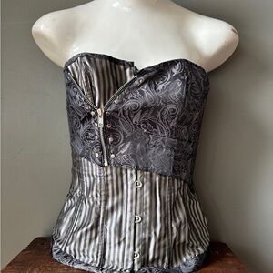 Elegant Black and Gray Corset Top